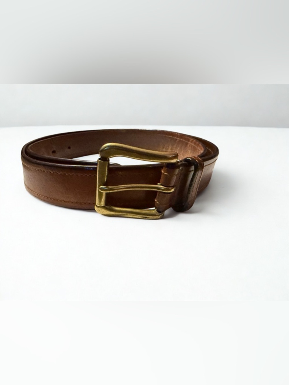Polo by Ralph Lauren Brown Leather Belt with Brass Buckle